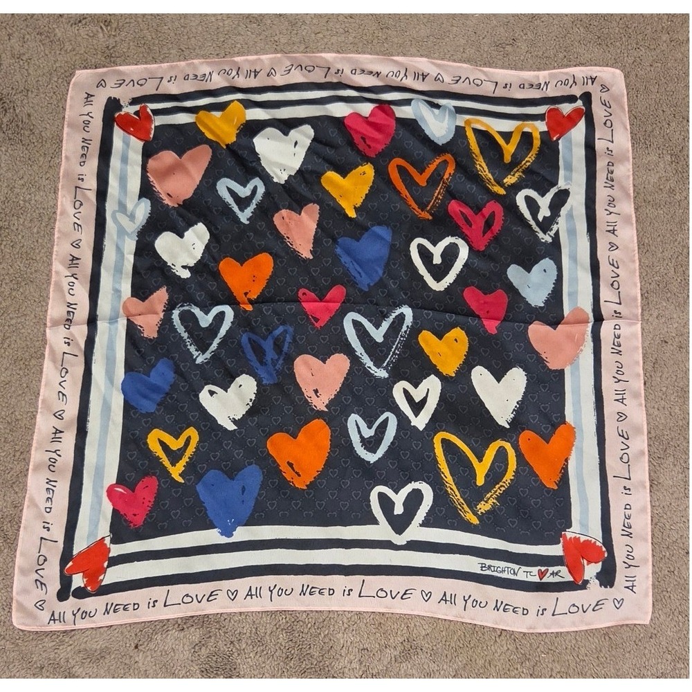 Brighton Color of Love Heart Scarf Pink Navy Multi Square Polyester Tom Clancy